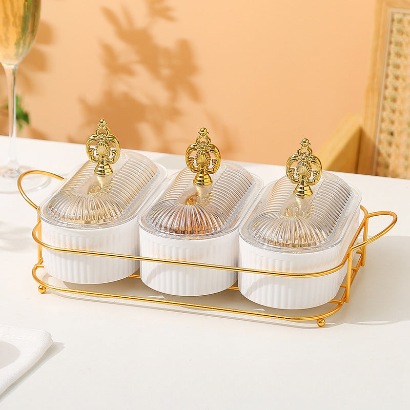 Living Room Household Coffee Table Nut Plate Oval Dish Compartment Plate Snack Plate Dessert Plate Nut Plate Candy Plate