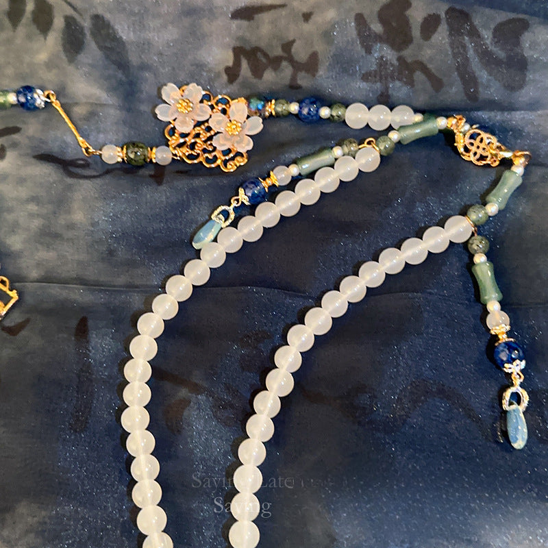 Ancient Style Hanfu Back Cloud Long Tassel Ming Dynasty Necklace New Chinese Style National Style Mamian Skirt Accessories