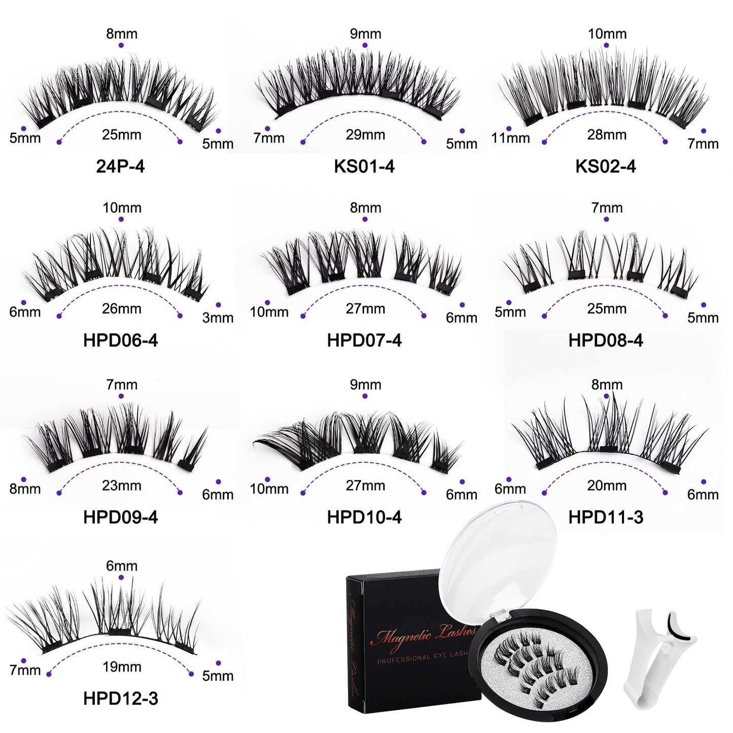 Foreign Trade Hot-Selling Magnetic False Eyelash Set 3D Magnetic Eyelashes No Glue No Removal Magnetic False Eyelashes Factory Direct
