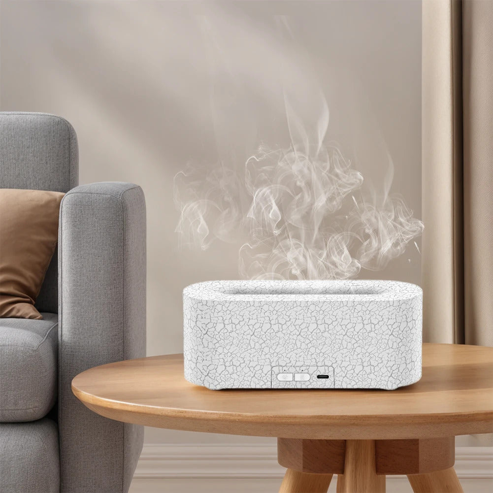 USB 7 Colorful Flame Aroma Diffuser Simulation Flame Humidifier Flame Aromatherapy Essential Oil Diffuser for Spa Yoga Gym