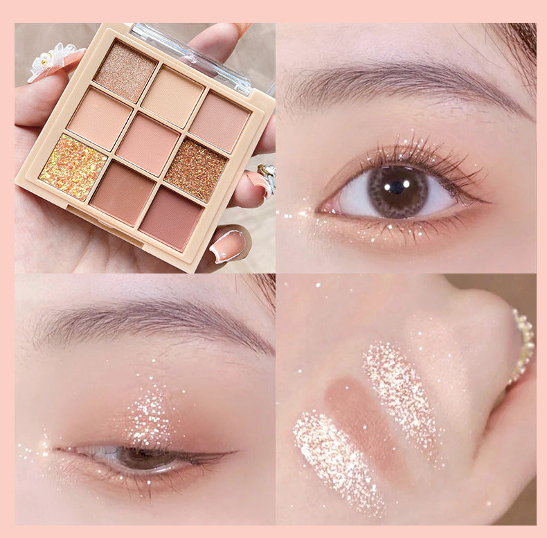 Helen Beauty Nine-Color Eye Shadow Plate Matte Shimmer Sequins Thin and Glittering Smoked Eye Shadow Plate Cross-Border Makeup Wholesale Delivery