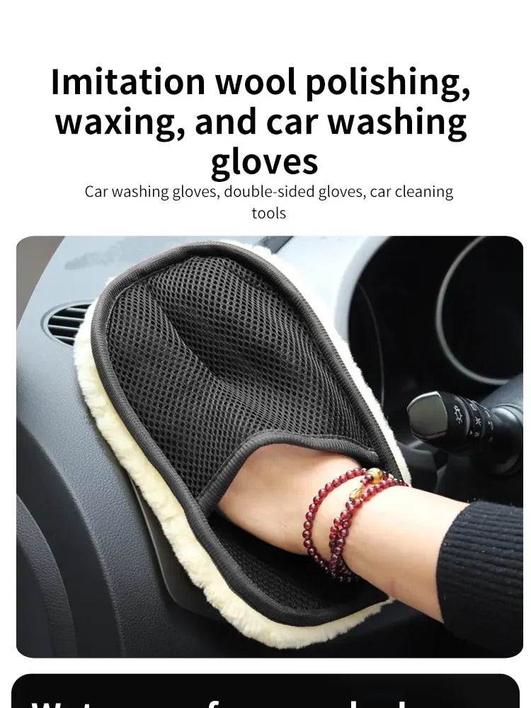 Car Washing Imitation Wool Gloves Thickened Plush Car Wiping Gloves Waxing Polishing Car Cleaning Products cleaning cloth
