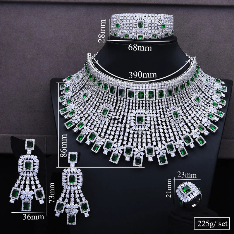 GODKI Luxury 4PCS Chokers Necklace Earring Sets Cubic Zirconia jewelry Sets for women Wedding Indian Bridal Jewelry Sets 2021
