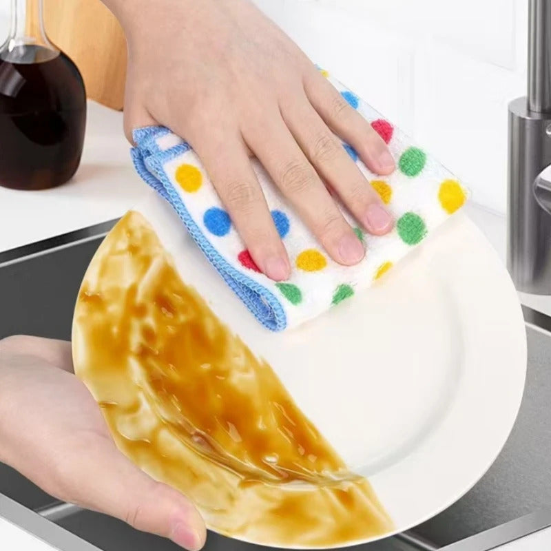 10PCS Microfiber Cleaning Cloth Thickened Dish Towel High Absorbent Scouring Kitchen Washing Dish Rags Household Wipe Towels