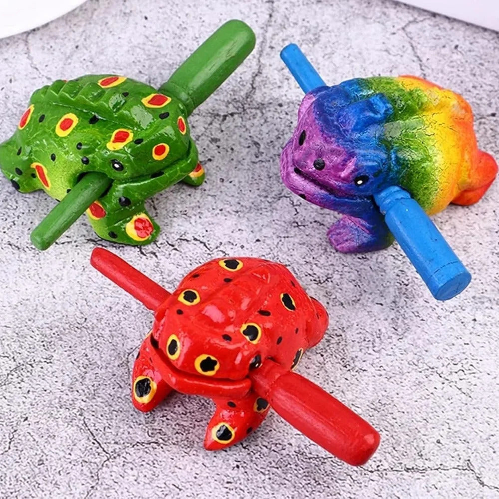 Colorful Wooden Frog Guiro Rasp,Handcrafted Wooden Frog Musical Instrument,African Wooden Frog Rasp Musical Instrument for Adult