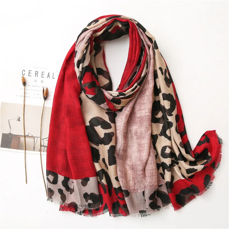 2023 spring and summer luxury brown ladies wild leopard scarf female long scarf shawl thin brown fashionable scarf long shawl