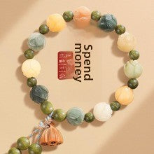 Natural Citrine Bracelet Women's Bracelet Rutile Gold Rutilated Quartz Bracelet Brazil Scattered Beads Money Drawing and Luck Changing Gifts for Girlfriend