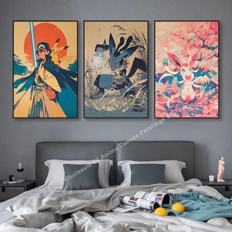PokeMon Decorations PokeMon PokeMon Pikachu Hanging Paintings Children's Room Cartoon Anime Mural