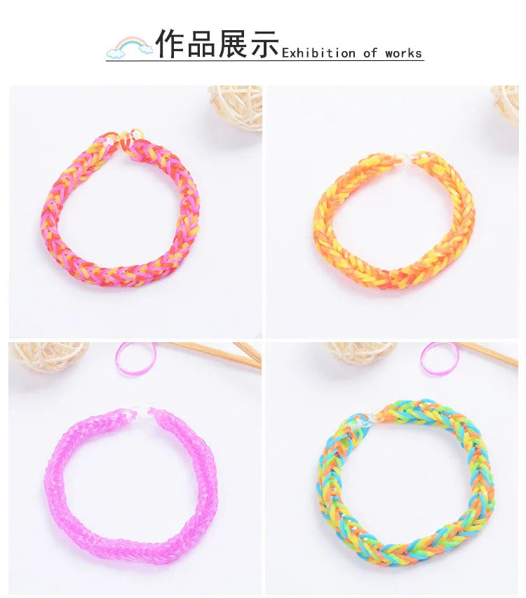 600pcs Rubber Bands Creative Colorful Loom Band Set Rainbow Bracelet Making Kit DIY Woven Bracelets Craft Toys For Girls Gifts
