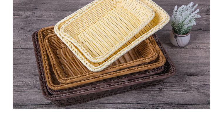 ✅Fruit Basket Bread Basket Supermarket Hotel Display Basket Display Basket Handmade Storage Basket Rattan Woven Basket Imitation Rattan Weaving