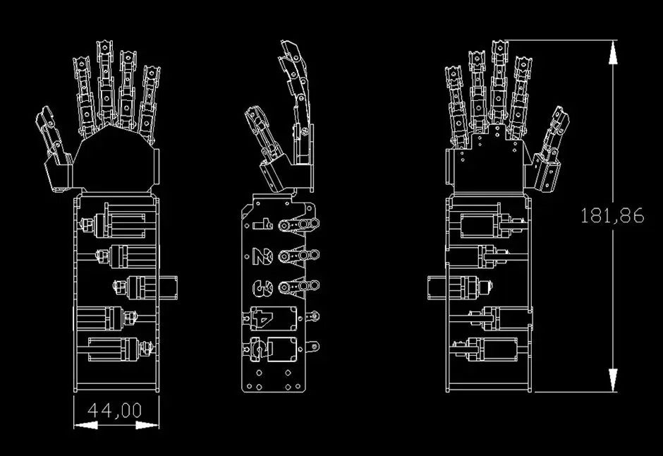 5 Dof Humanoid Hand Five Fingers Metal Manipulator Arm Left Right Hand with A0090 Servo for Robot DIY Kit Programmble Robot Hand