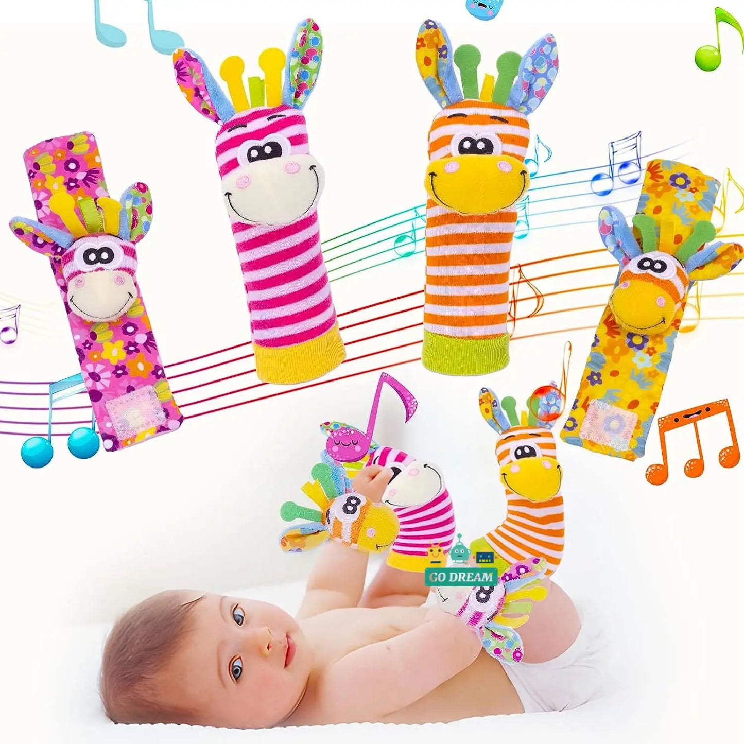 Baby Infant Wrist Rattle Socks Toys 0-12 Month Girl Boy Learning Toy Early Educational Development Cute Toddlers Sensory Gifts