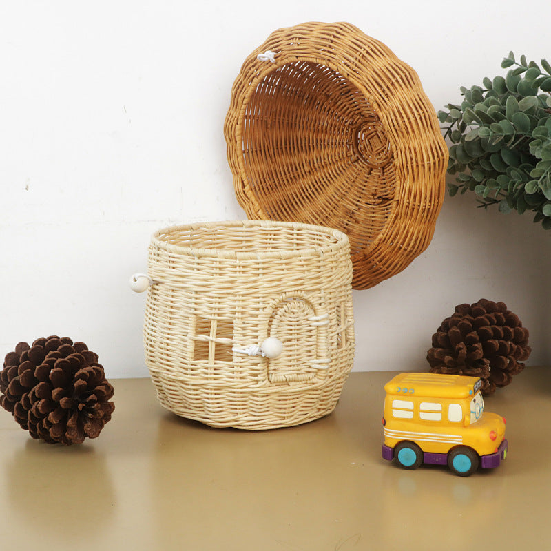 Acorn Handbag Handmade Rattan Mushroom Storage Box Children's Toy Basket Woven Storage Basket Photography Props