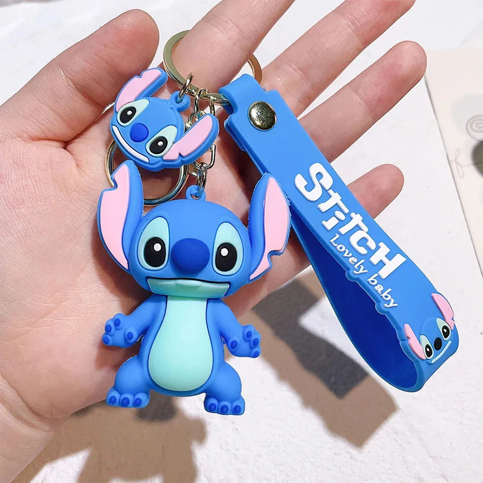 Hot Lilo & Stitch Toys Keychian Anime Stitch Pendant Keychain Sweet Pink Angel Keychians Women Car Keyring Girl Birthday Gift