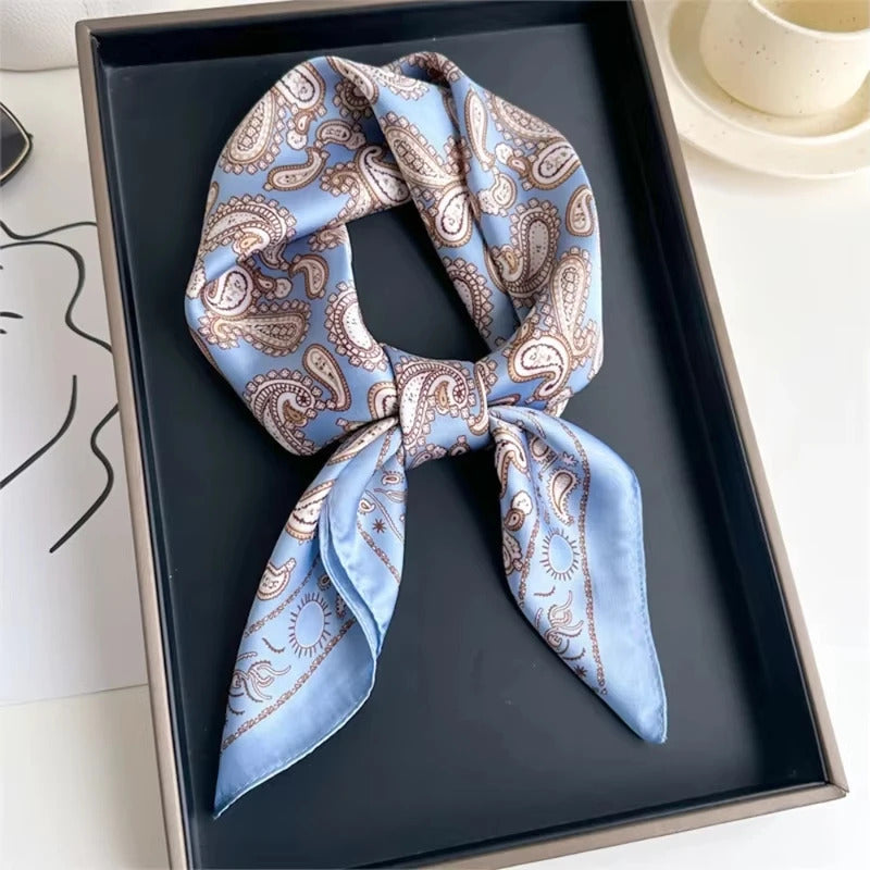 Luxury Design 70*70cm Horse Print Silk Square Scarf Women Soft Satin Hairband Neckerchief Office Hijab Headband Foulard Gift