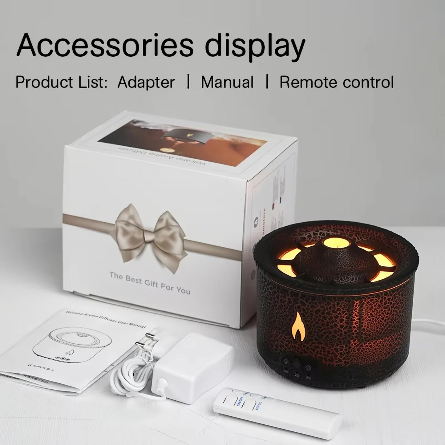 Volcanic Flame Aroma Diffuser With LED Night Light Portable Essential Oil Humidifier  Auto Shut-Off  2 Color Modes For Home