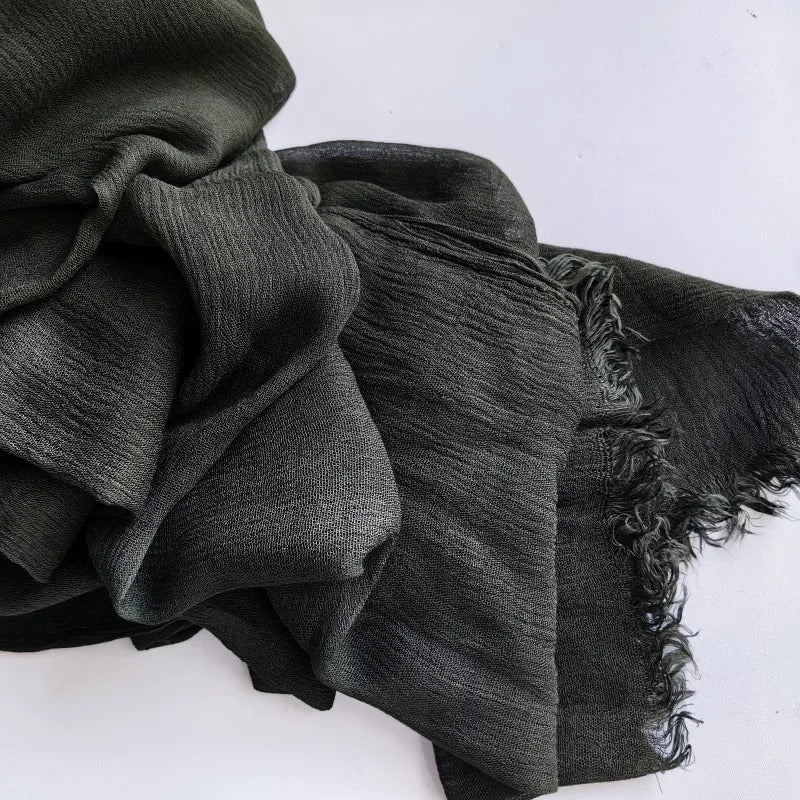 61 Colors Soft Cotton Viscose Scarf Rayon Material Muslim Hijab Mid Eastern Plain Solid Color Headscarf With Tassel