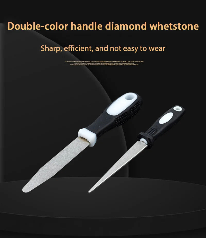 Diamond Sharpening Stone With One Stone And Two Birds Double-sided Flat And Curved Design Easy To Grip Handle Knife SharpenerNew