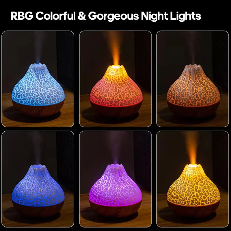 Air Humidifier Volcano Aroma Diffuser USB Water Mist Diffuser Purifier Air Freshener Nebulizer with Colorful Night Light