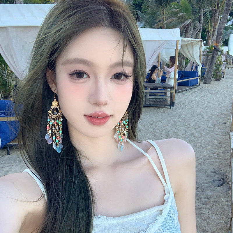 Bohemian Style Earrings Chinese Retro Style Niche Light Luxury Ear Drops Ear Hooks Vacation Style Earrings for Women