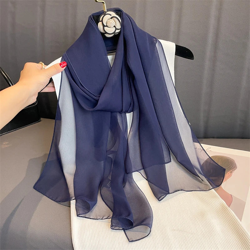 2023 New Fashion Summer Women Soild Color Beach Scarf Silk Shawls Headband Female Headband Wraps Sunscreen Hijab Wholesale