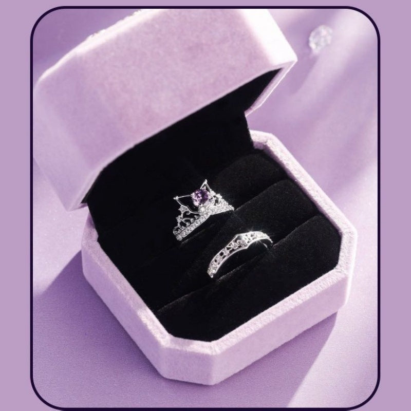 Couple's Ring Love About Kulomi Ring Opening Adjustable Inlay Purple Diamond Fashion All-match Elegant