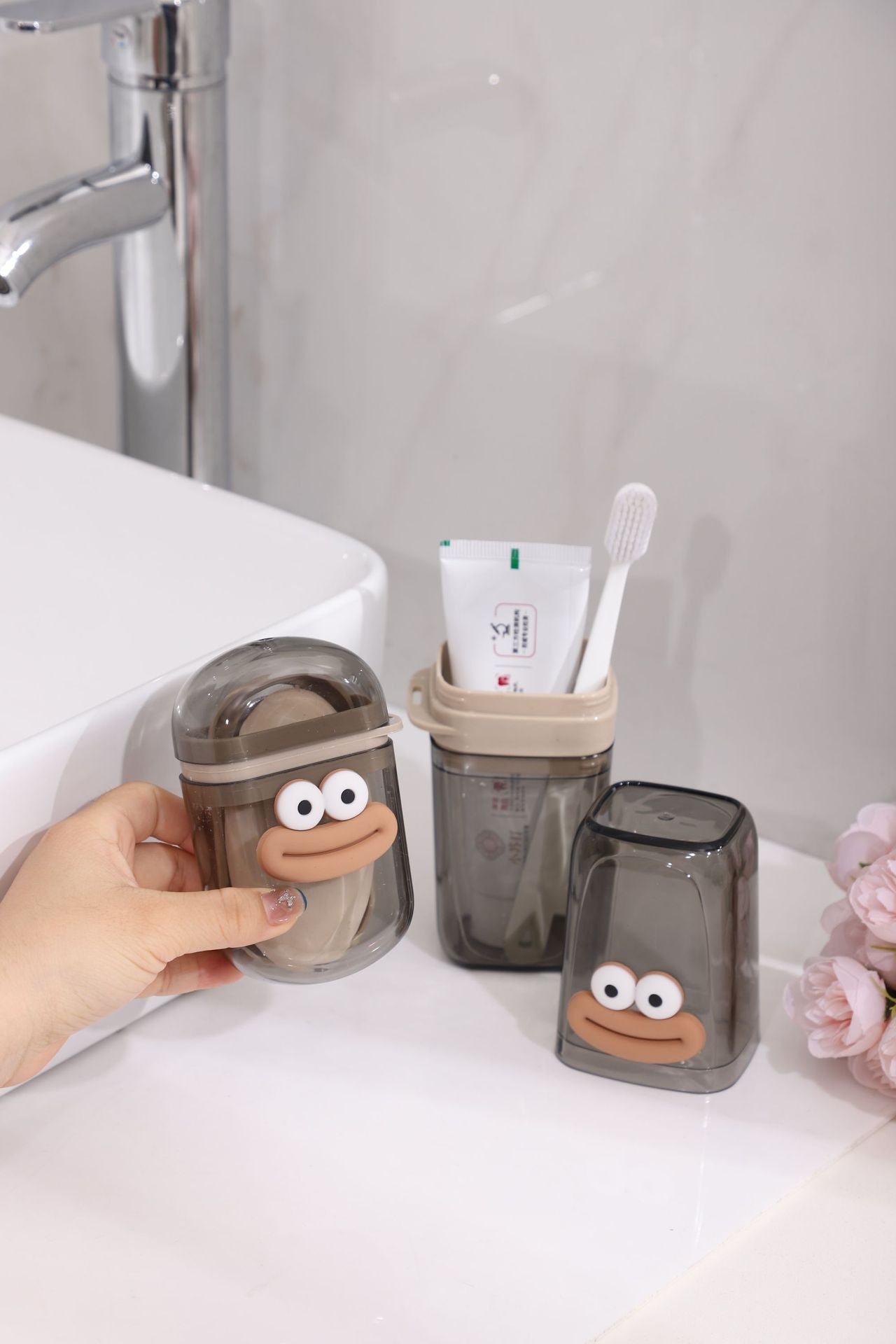 Cartoon Cute Mouthwash Cup Home Children Travel Portable Washing Cup Soap Box Set Toothbrush Cup Toothpaste