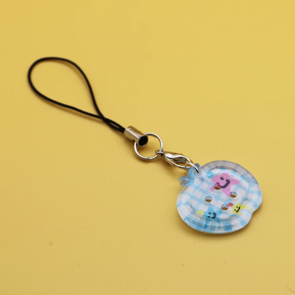 Clear Apple Keychain Phone Charms Printed Design Pendants INS Style Bag Phone Case Accessories for Friends Couples