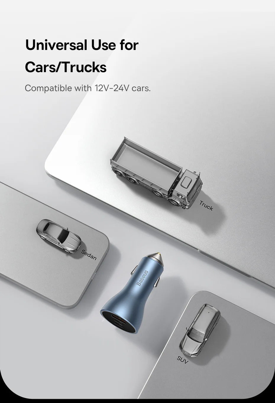 Baseus 65W Car Charger USB Type C Quick Charge 4.0 QC 3.0 PD Fast Charging For iPhone 13 Xiaomi Samsung Huawei USB C Car Charger