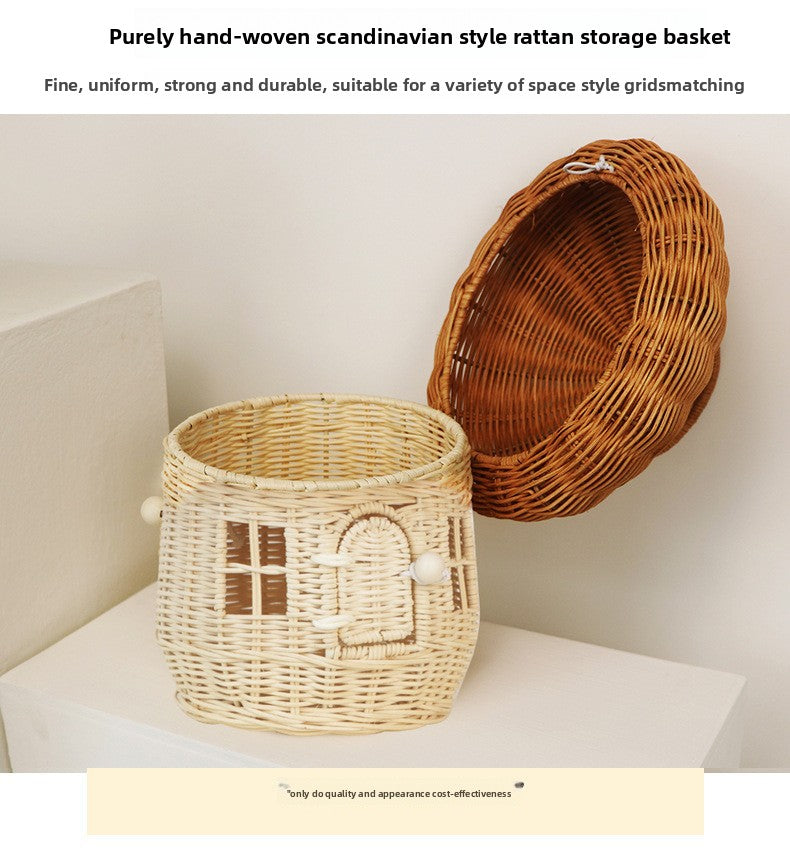 Acorn Handbag Handmade Rattan Mushroom Storage Box Children's Toy Basket Woven Storage Basket Photography Props