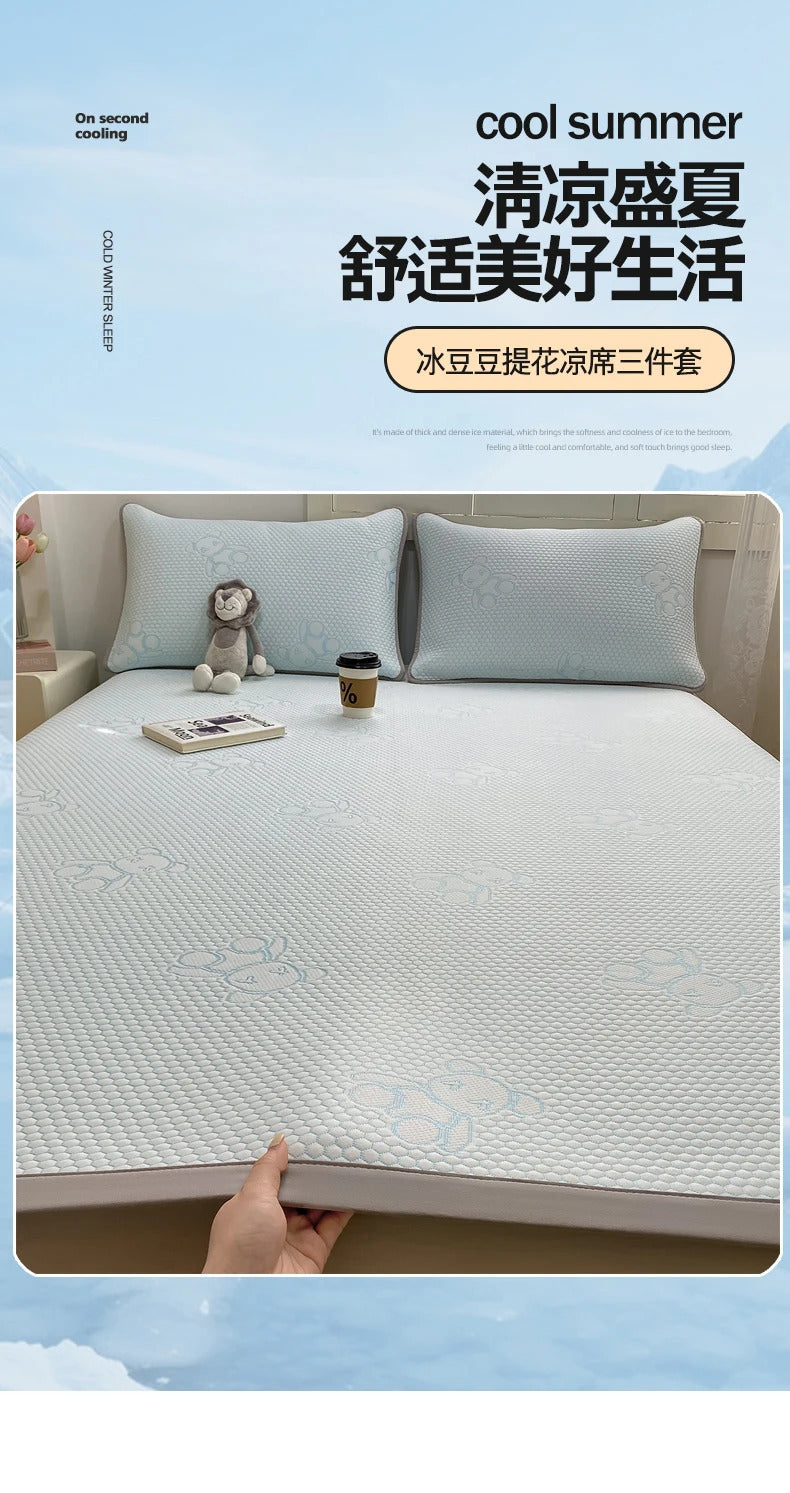 New Ice Bean Summer Mat for Bed  Air-Permeable Sleeping Naked Cooling Mat Adult Child Coolness Soft Bed Mat Cool Down Bed Pad
