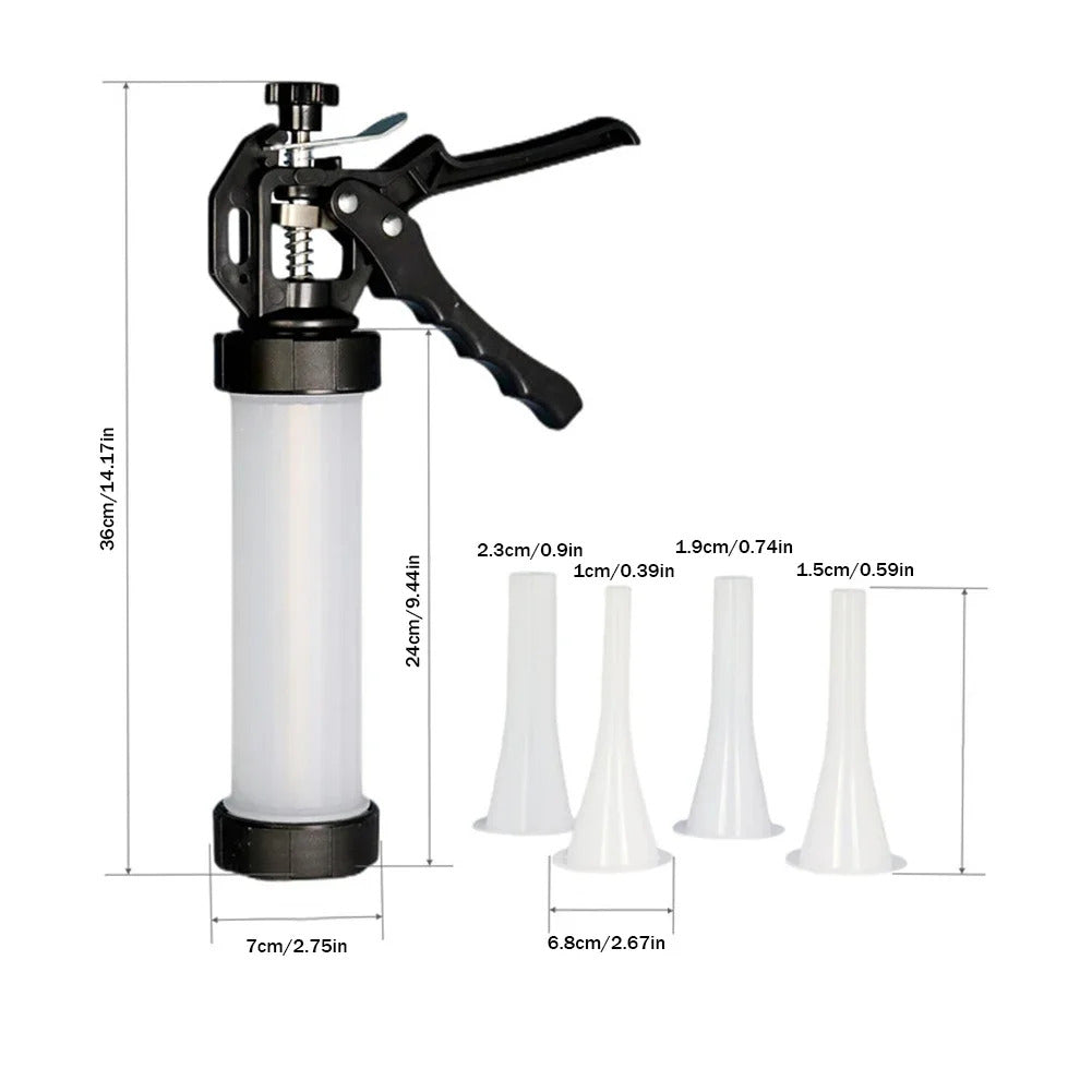 Stainless Steel Small Sausage Tool Fast Sausage Filling 1.5lbs with 5 Nozzles BBQ Kitchen Tool for Household Use Or Commercial