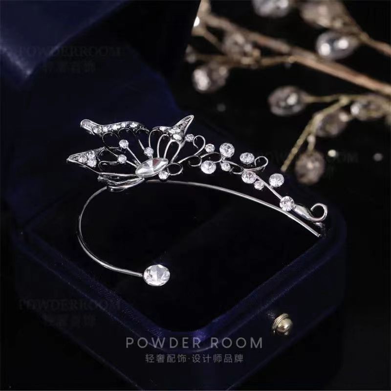 Hollow Zircon Butterfly Ear Hook Ear Clip Fairy One-Piece Elegant No Ear Piercing Required Ear Clip Earrings