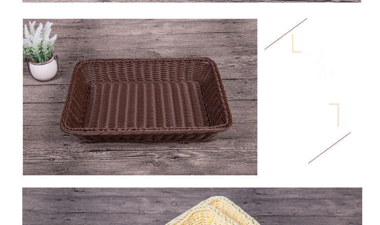 ✅Fruit Basket Bread Basket Supermarket Hotel Display Basket Display Basket Handmade Storage Basket Rattan Woven Basket Imitation Rattan Weaving