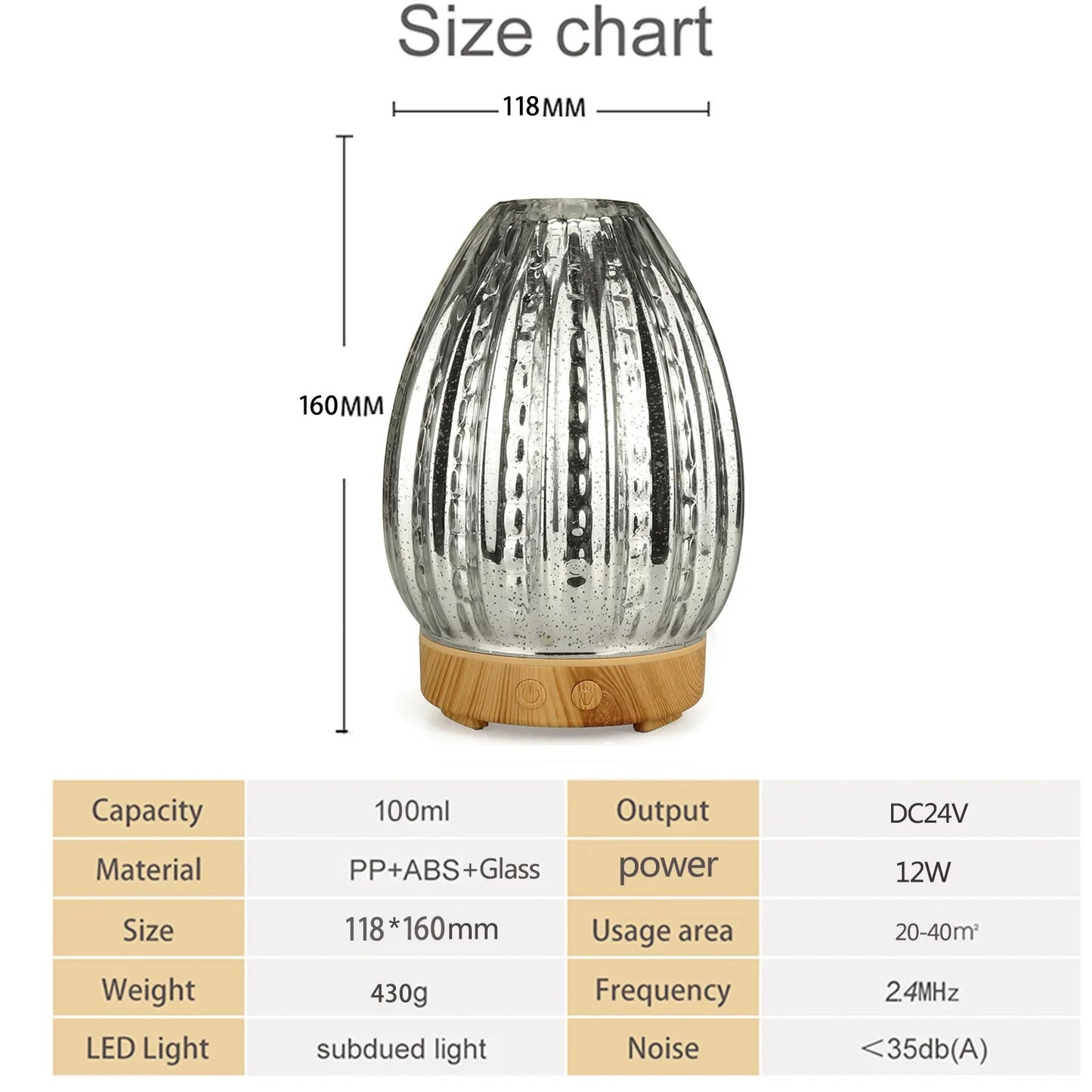 3D Air Humidifier Glass Aromatic Machines Ultrasonic Essential Oil Aroma Diffuser 4 Timing 7 LED Lights 100ml for Home