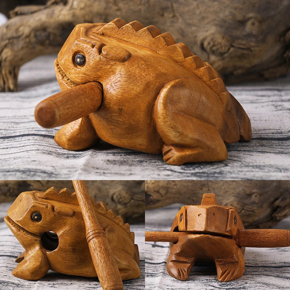 1pc Wooden Frog Guiro Rasp,Handcrafted Wooden Frog Musical Instrument,African Wooden Frog Rasp Musical Instrument for Adults