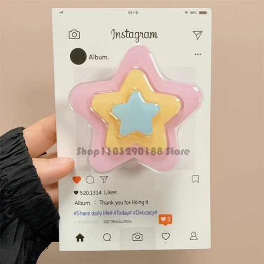 Korean Cute Macaron Color Star Phone Griptok Korea Holder Ring For iPhone Lovely Samsung Accessories Phone Stand Holder Grip Tok