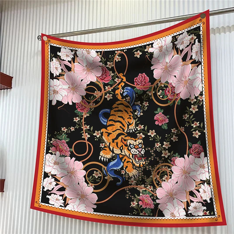 New Year Gift 90cm Large Square Scarf Scarf Women'S Scarves Spring And Autumn Style Fashion Shawl European American Twill Print