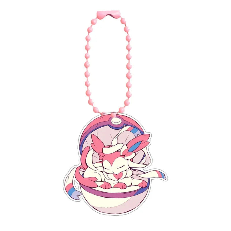 Pokemon Glaceon Sylveon Eevee Leafeon Self-Control Acrylic Cartoon Key Buckle Pendant Anime Keychain Acrylic Pendant Gifts