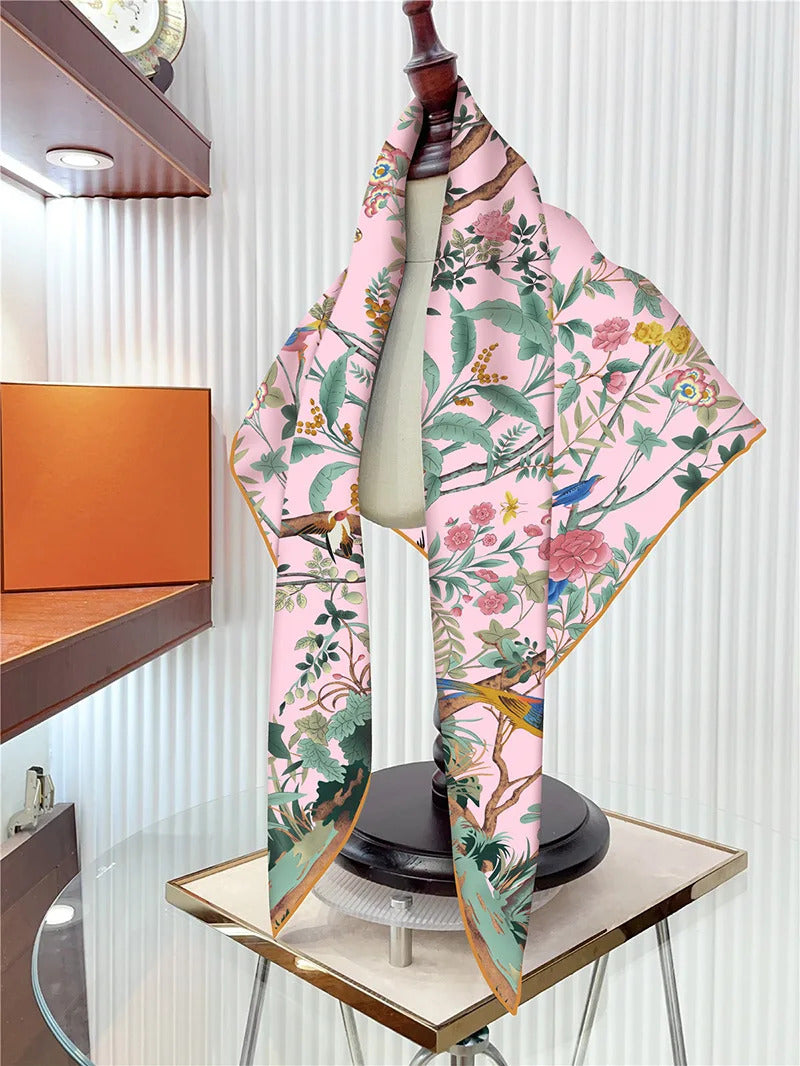 New Year Gift 90cm Large Square Scarf Scarf Women'S Scarves Spring And Autumn Style Fashion Shawl European American Twill Print