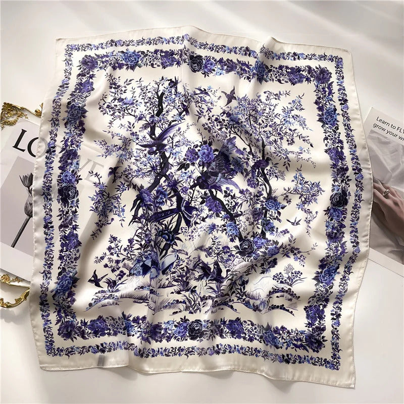 2025 New Fashion 70X70cmPrinted Women's Scarf Pashmina Silk Scarf Square Shawl Decorative Headband Neck Luxury Design Bandana
