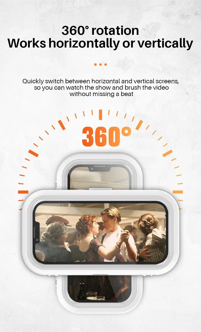 New Rotation Waterproof Bathroom Phone Wall Mount Holder Adjustable Shower Phone Case Stick on Wall Bathroom Toilet Phone Holder