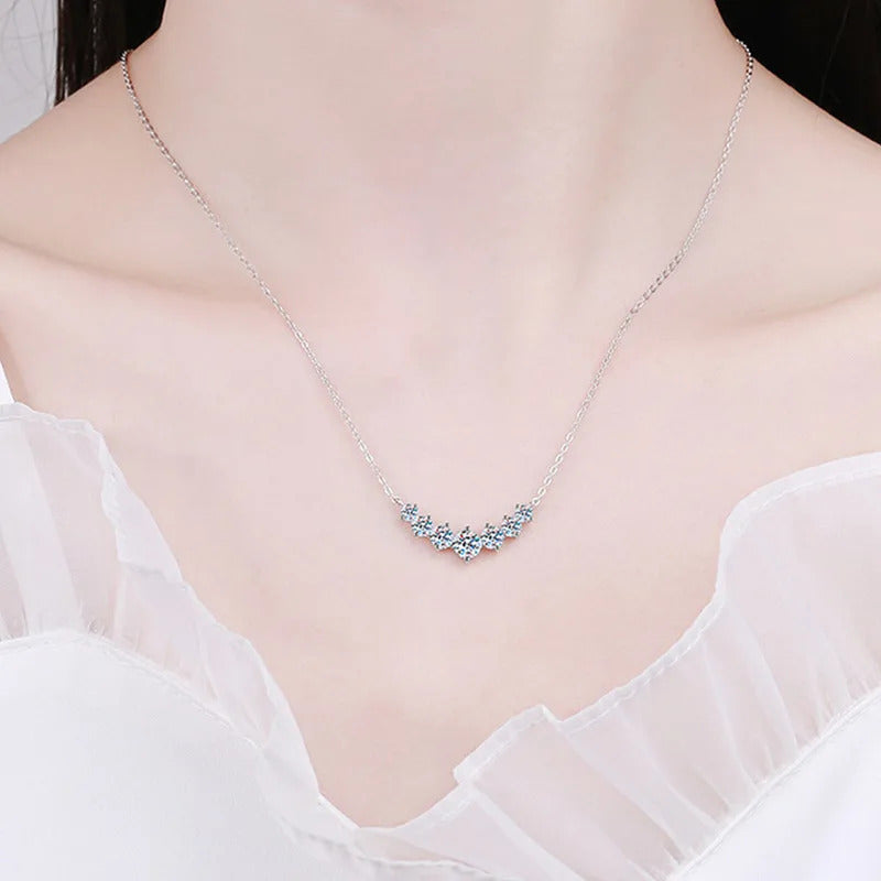 S925 Sterling Silver 2.8CT Moissanite Necklace 'Smiling Princess' Dainty Collarbone Chain Elegant Versatile Jewelry Accessory