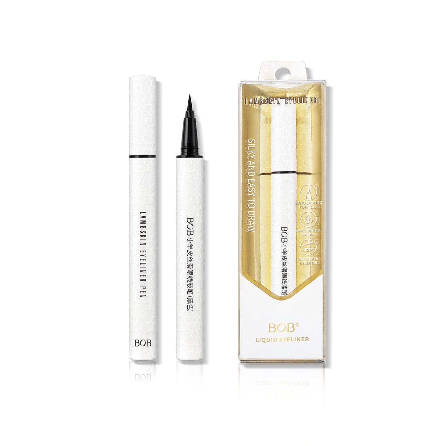 Cross-Border Exclusive BOB Lambskin Silky Eyeliner Pen Waterproof Smudge-Proof Long-Lasting Ultra-Fine Quick-Dry Eyeliner Makeup