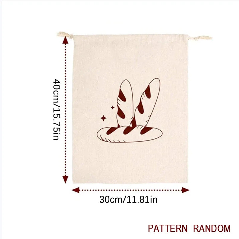 Linen Bread Bag Reusable Baguette Cotton Drawstring Storage Bag Loaf Homemade Bread Fresh Eco Friendly Keeping for Baguette