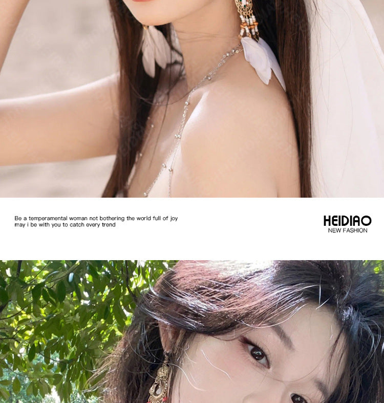 Bohemian Style Earrings Chinese Retro Style Niche Light Luxury Ear Drops Ear Hooks Vacation Style Earrings for Women