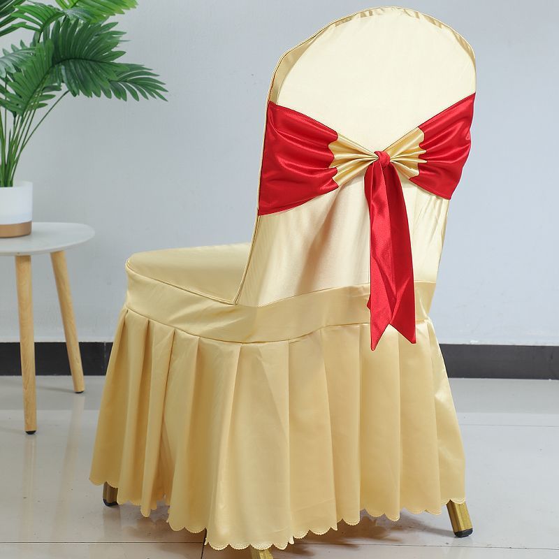 Hotel Restaurant Banquet Chair Cover Dining Chair Seat Stool Bench Wooden Chair Universal Chair Cover with Bowknot