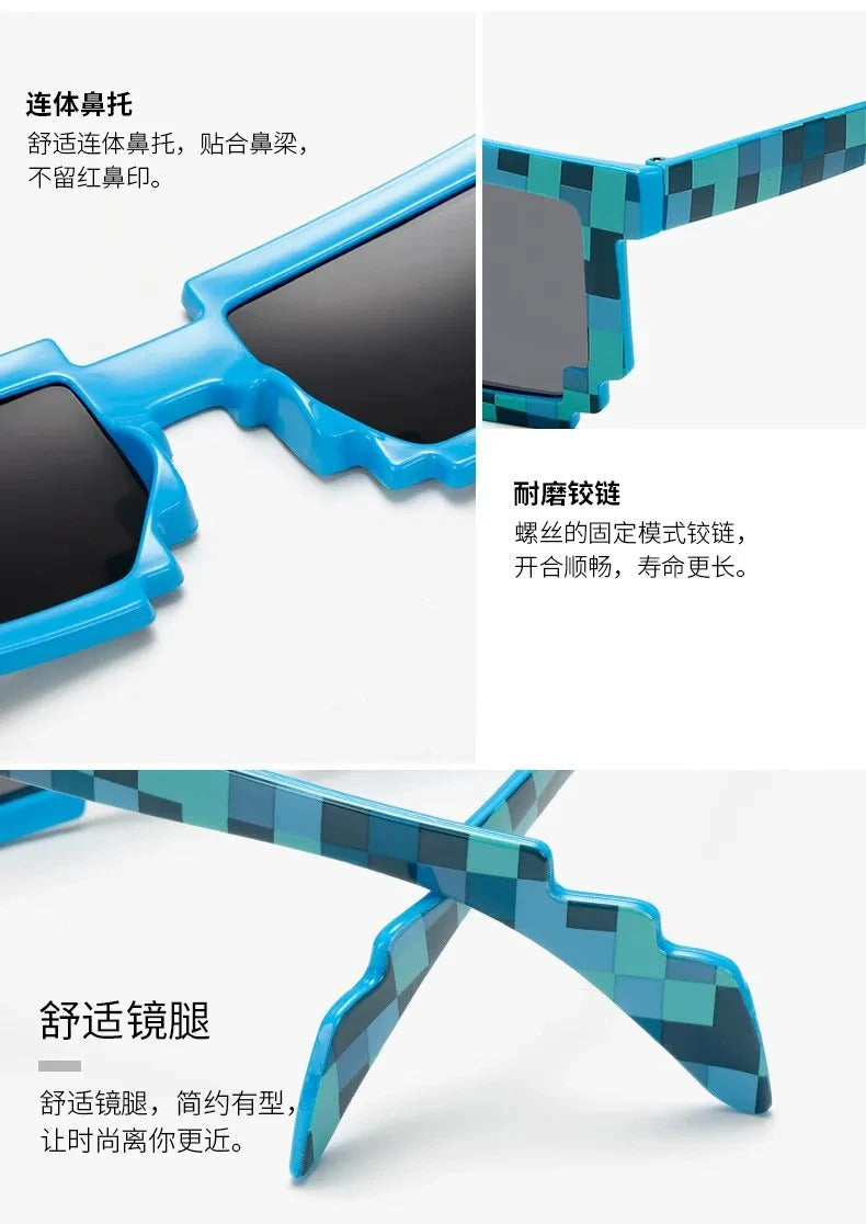 New fashion Sun Glasses Hot Sale Sunglasses Creeper Glasses Novelty Mosaic Funny Goggles Boys Girls Pixel Eyewear