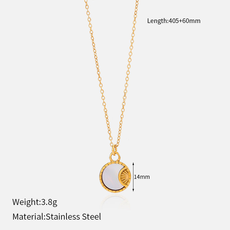 French Retro Braided Star Moon Stainless Steel Necklace Personality Fashion Women's Metal Pendant Titanium Steel Necklace