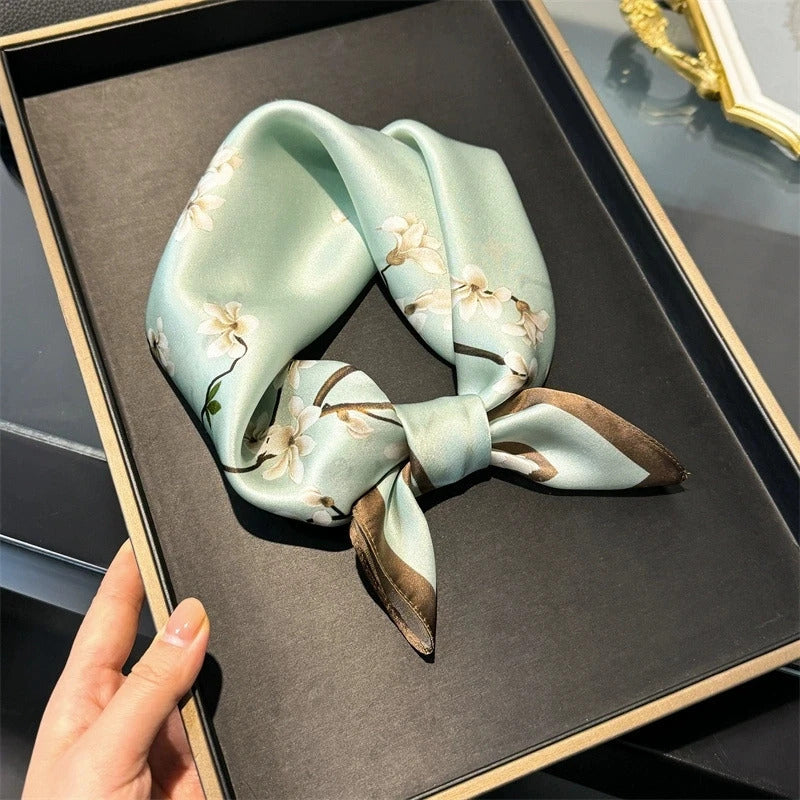 Scarf 100% Silk Bandana Women Square Scarves Wrap Kerchief Mulberry Spring Fashion Luxury High Quality Headband Hijab Shawls